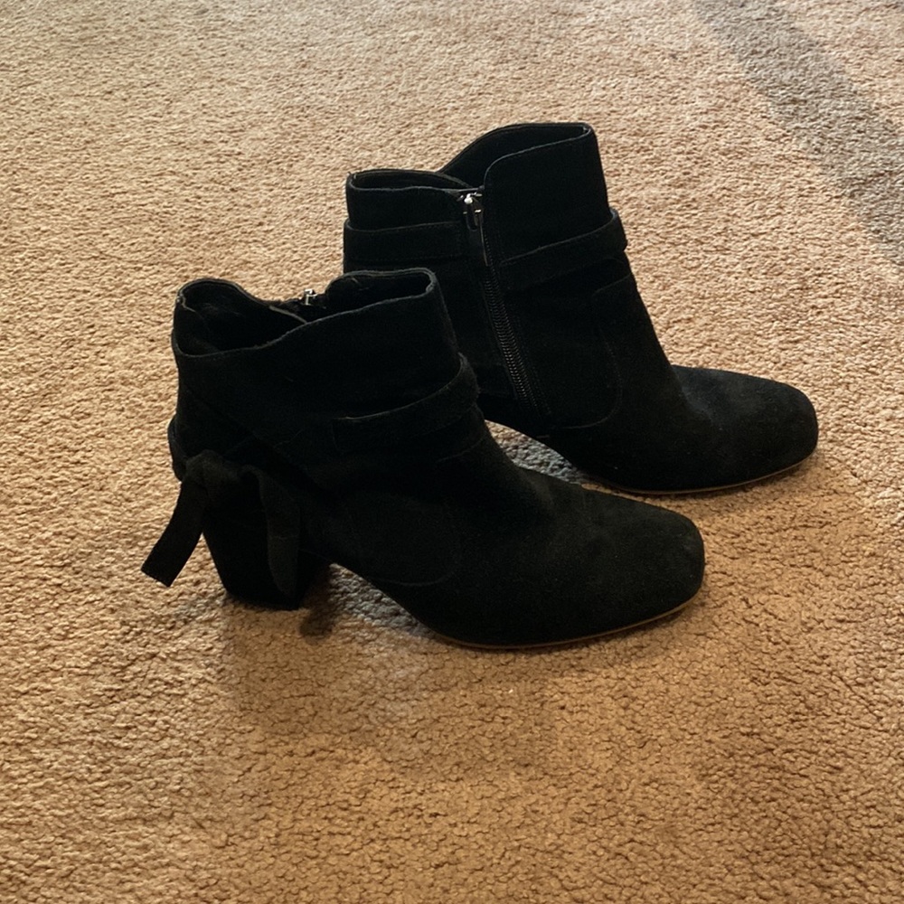 Franco Sarto Pamela booties Black Suede Leather Zip Ankle Boots - Picture 3 of 7